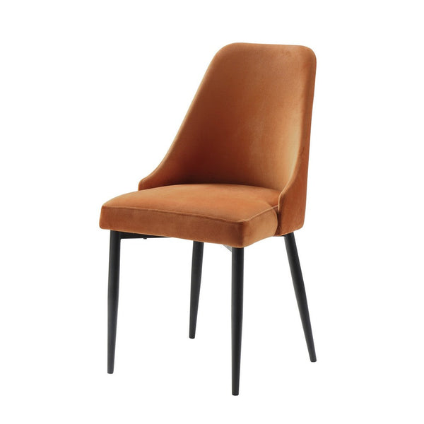 Gene 19 Inch Side Dining Chair, Tall Curved Back, Orange Velvet, Black - BM316872