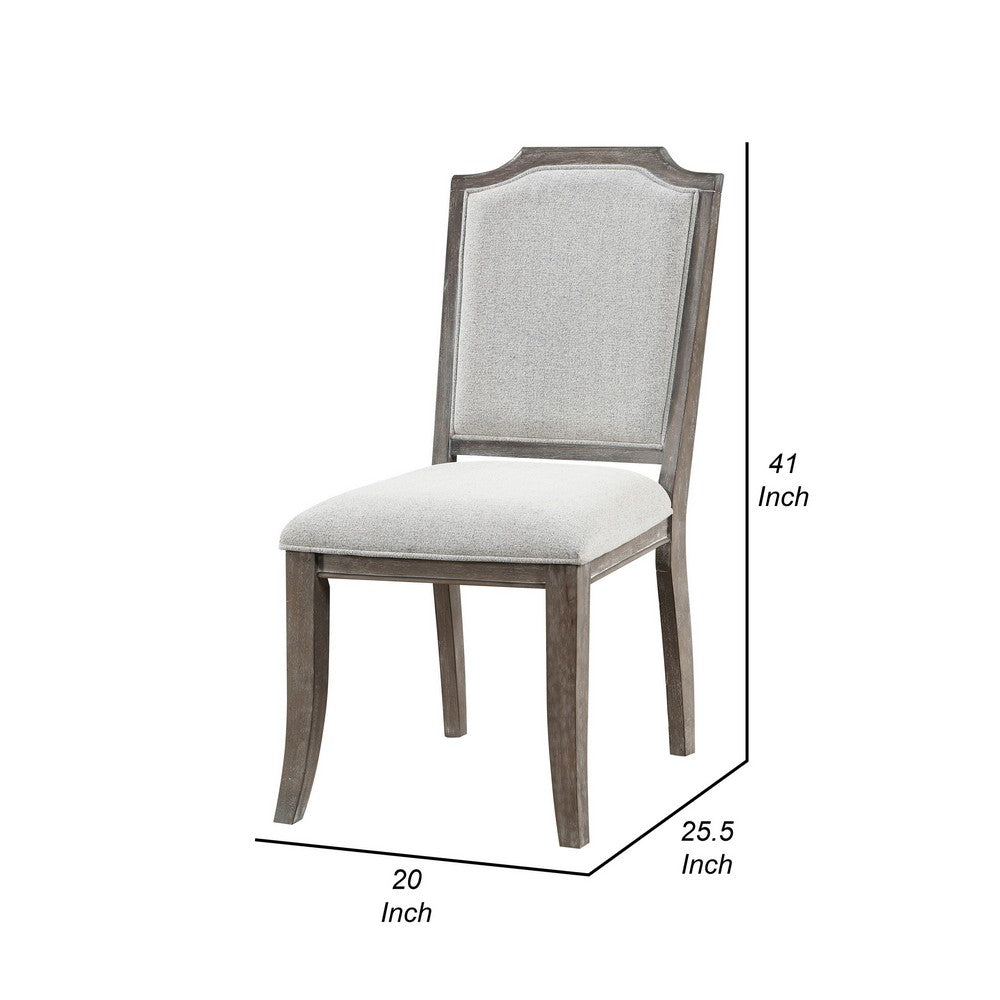 Ney 20 Inch Side Dining Chair, White Chenille Upholstery, Brown Turned Feet - BM316873