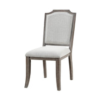 Ney 20 Inch Side Dining Chair, White Chenille Upholstery, Brown Turned Feet - BM316873