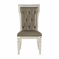 Juhi 21 Inch Side Dining Chair, Mirror Trim Frame, Tufted Gray Faux Leather - BM316875