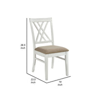 Hyna 19 Inch Side Dining Chair, X Cross Back, Khaki Seat, Farmhouse White - BM316877