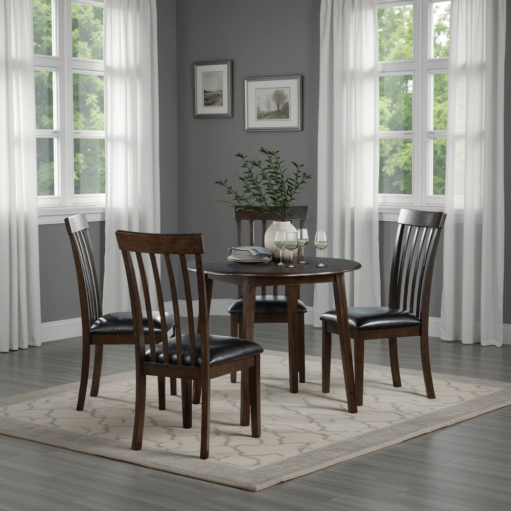 Kyn 22-36 Inch Dining Table, Round Drop Leaf Top, 4 Seater, Brown Wood - BM316878