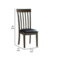 Kyn 18 Inch Side Dining Chair, Slatted Back, Padded Seat, Farmhouse Brown - BM316879