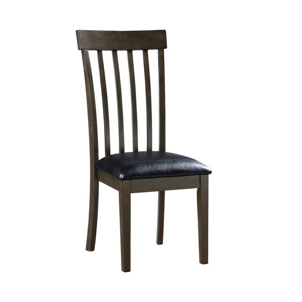 Kyn 18 Inch Side Dining Chair, Slatted Back, Padded Seat, Farmhouse Brown - BM316879