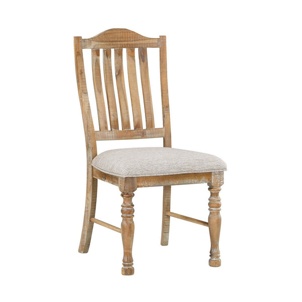 Tia 20 Inch Side Dining Chair, Open Slatted, Turned Feet, Farmhouse Brown - BM316881