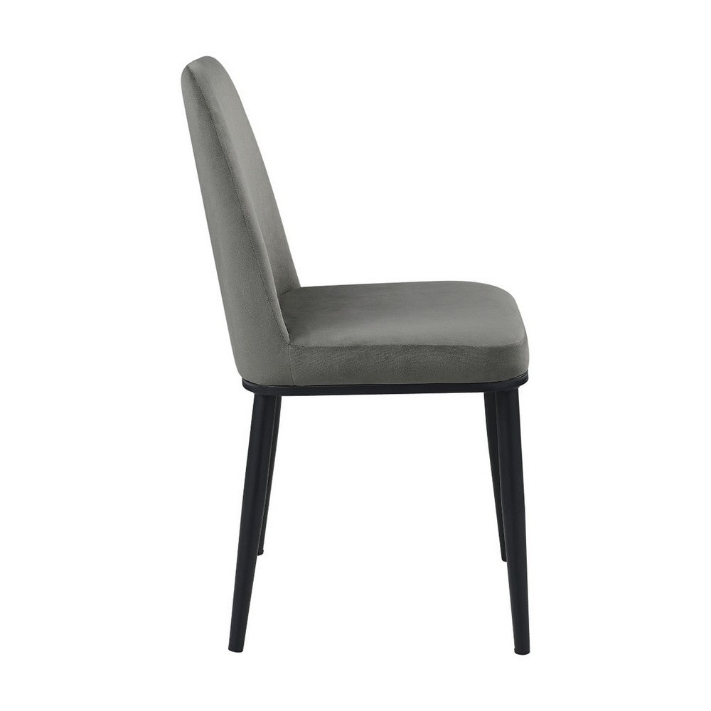 Lane 18 Inch Side Dining Chair, Gray Velvet Upholstery, Black Metal - BM316882