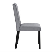 Andy 18 Inch Side Dining Chair, Channel Tufted Gray Velvet, Black Wood - BM316883