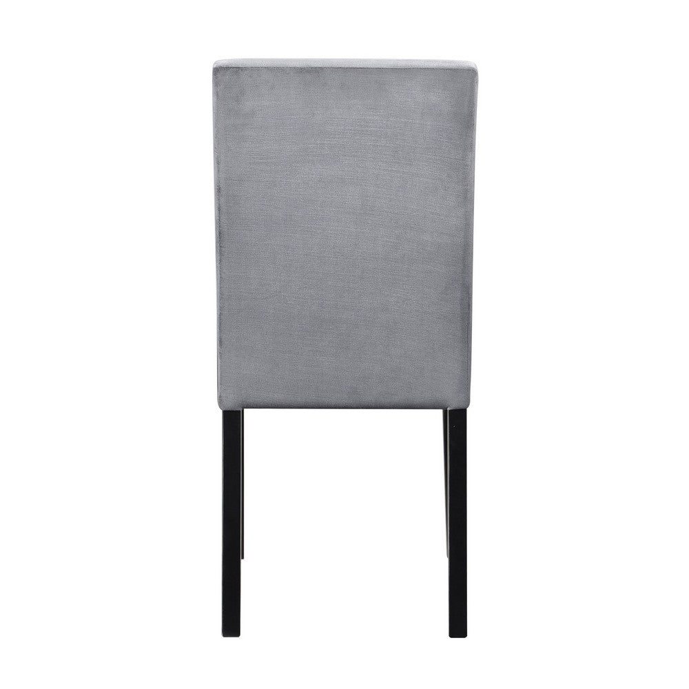 Andy 18 Inch Side Dining Chair, Channel Tufted Gray Velvet, Black Wood - BM316883