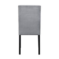 Andy 18 Inch Side Dining Chair, Channel Tufted Gray Velvet, Black Wood - BM316883