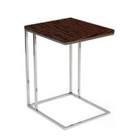 Zen 23 Inch Side Table, Rectangular Tray Top, C Shape Chrome, Ebony Brown - BM316890