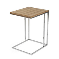 Zen 23 Inch Side Table, Rectangular Tray Top, C Chrome Frame, Zebrano Brown - BM316897