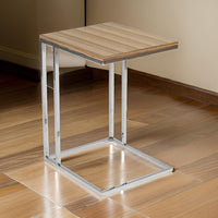 Zen 23 Inch Side Table, Rectangular Tray Top, C Chrome Frame, Zebrano Brown - BM316897