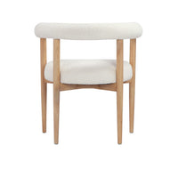 Lea 26 Inch Accent Armchair, Curve Wishbone Back, White Boucle, Brown - BM316904