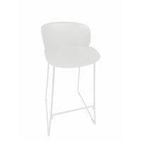 Sia 30 Inch Barstool Chair Set of 2, Curved Back, Square White Metal Legs - BM316908