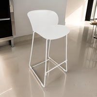 Sia 30 Inch Barstool Chair Set of 2, Curved Back, Square White Metal Legs - BM316908