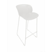 Sia 30 Inch Barstool Chair Set of 2, Curved Back, Square White Metal Legs - BM316908