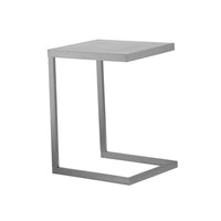 Tom 23 Inch Side End Table, Square Tray Top, Brushed C Shaped Steel Frame - BM316909