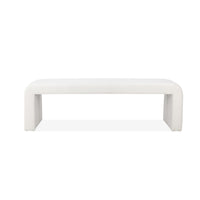 Jea 62 Inch Accent Bench, Plush White Boucle Upholstery, Wide Panel Legs - BM316913