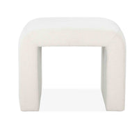 Jea 24 Inch Accent Stool, Soft Cushioned Seat, White Boucle, Panel Legs - BM316914