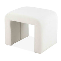 Jea 24 Inch Accent Stool, Soft Cushioned Seat, White Boucle, Panel Legs - BM316914