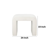 Jea 24 Inch Accent Stool, Soft Cushioned Seat, White Boucle, Panel Legs - BM316914