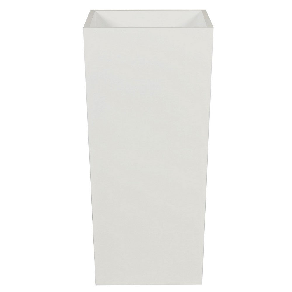 Zeny 32 Inch Tall Planter Vase with Hidden Insert, Tapered Barrel, White - BM316915