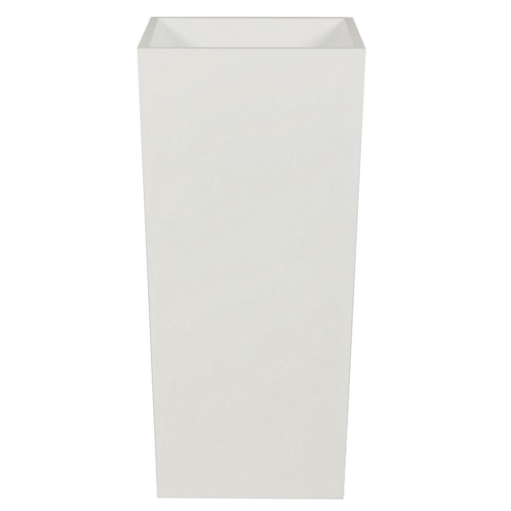 Zeny 32 Inch Tall Planter Vase with Hidden Insert, Tapered Barrel, White - BM316915