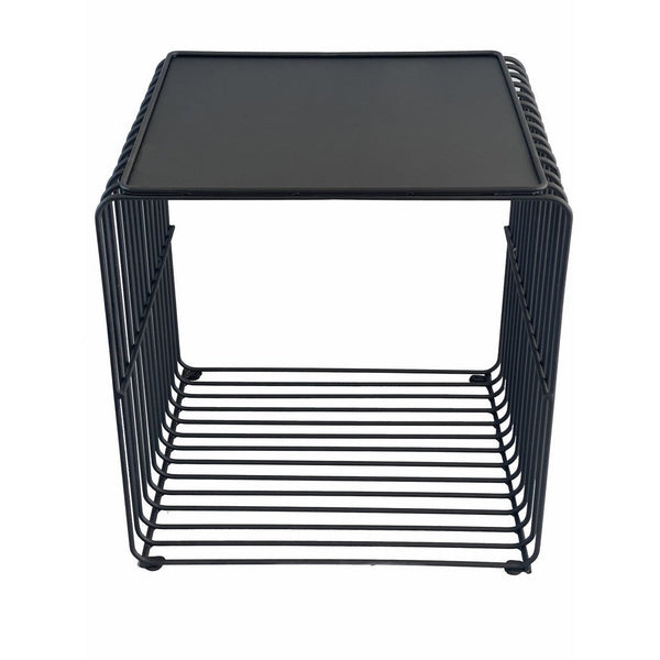 Reo 16 Inch Side End Table, Waterfall Black Metal Wire Frame - BM316920