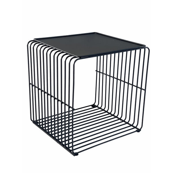 Reo 16 Inch Side End Table, Waterfall Black Metal Wire Frame - BM316920