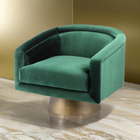 Rxa 33 Inch Swivel Lounge Chair, Barrel Back Padded Green Velvet Upholstery - BM316922