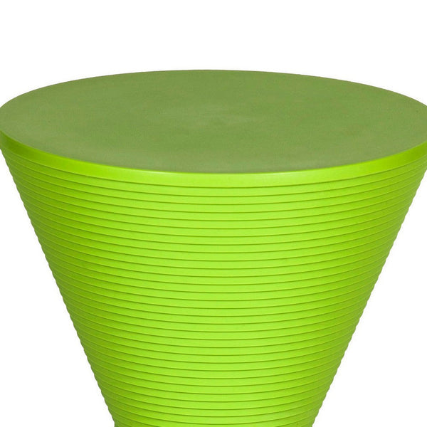 Hillary 17 Inch Patio Stool Table, Indoor Outdoor, Hourglass Design, Green - BM316928