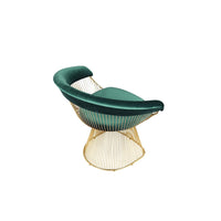 Mimi 27 Inch Accent Armchair, Green Velvet, Gold Steel Peacock Base - BM316935