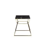 Lio 18 Inch Side End Table, Black Marble Top, Gold Open Hourglass Frame - BM316937