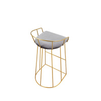 Cato 31 Inch Barstool Chair, Foam, Gray Velvet, Gold Steel Open Frame - BM316944