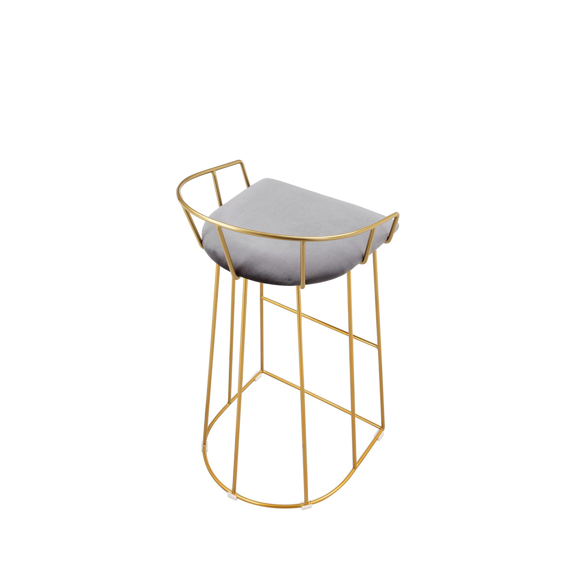 Cato 31 Inch Barstool Chair, Foam, Gray Velvet, Gold Steel Open Frame - BM316944