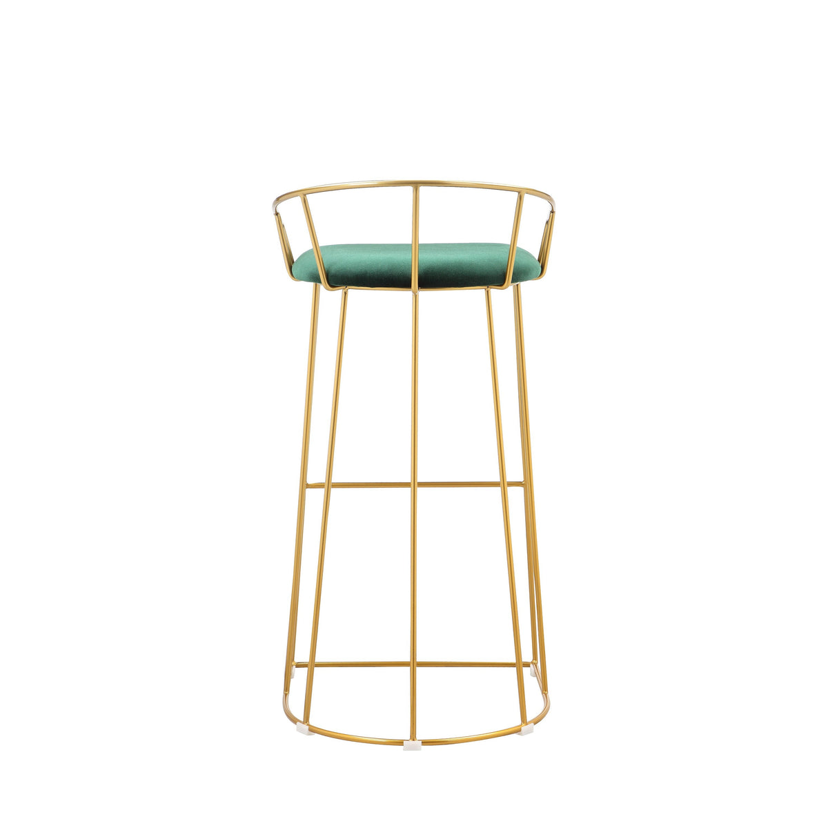 Cato 31 Inch Barstool Chair, Foam, Green Velvet, Gold Steel Open Frame - BM316945