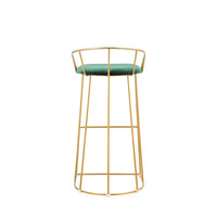 Cato 31 Inch Barstool Chair, Foam, Green Velvet, Gold Steel Open Frame - BM316945