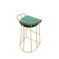 Cato 31 Inch Barstool Chair, Foam, Green Velvet, Gold Steel Open Frame - BM316945