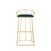 Cato 31 Inch Barstool Chair, Foam, Green Velvet, Gold Steel Open Frame - BM316945