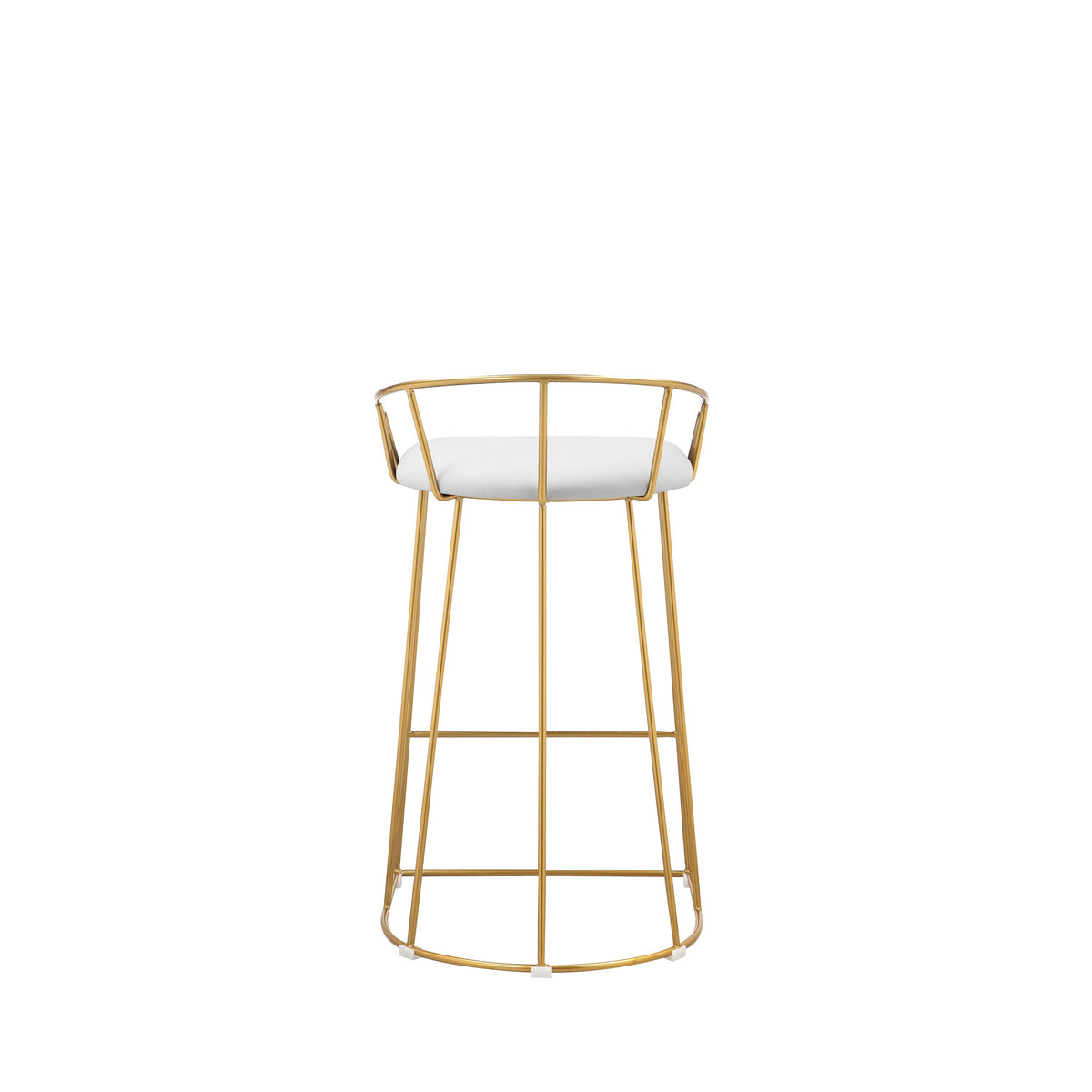 Cato 27 Inch Counter Stool Chair, White Faux Leather, Gold Steel Frame - BM316952