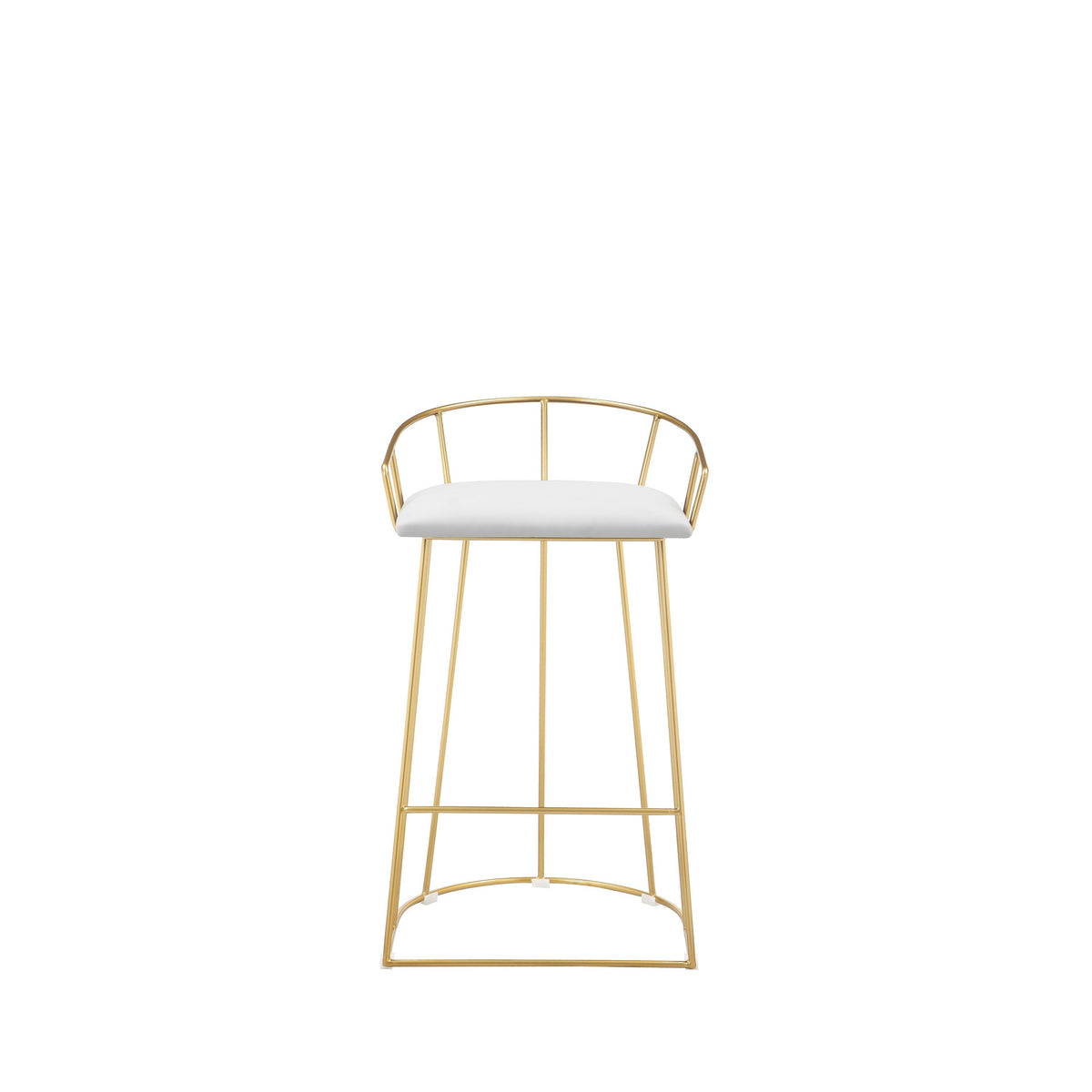 Cato 27 Inch Counter Stool Chair, White Faux Leather, Gold Steel Frame - BM316952