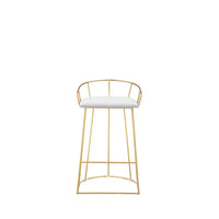 Cato 27 Inch Counter Stool Chair, White Faux Leather, Gold Steel Frame - BM316952