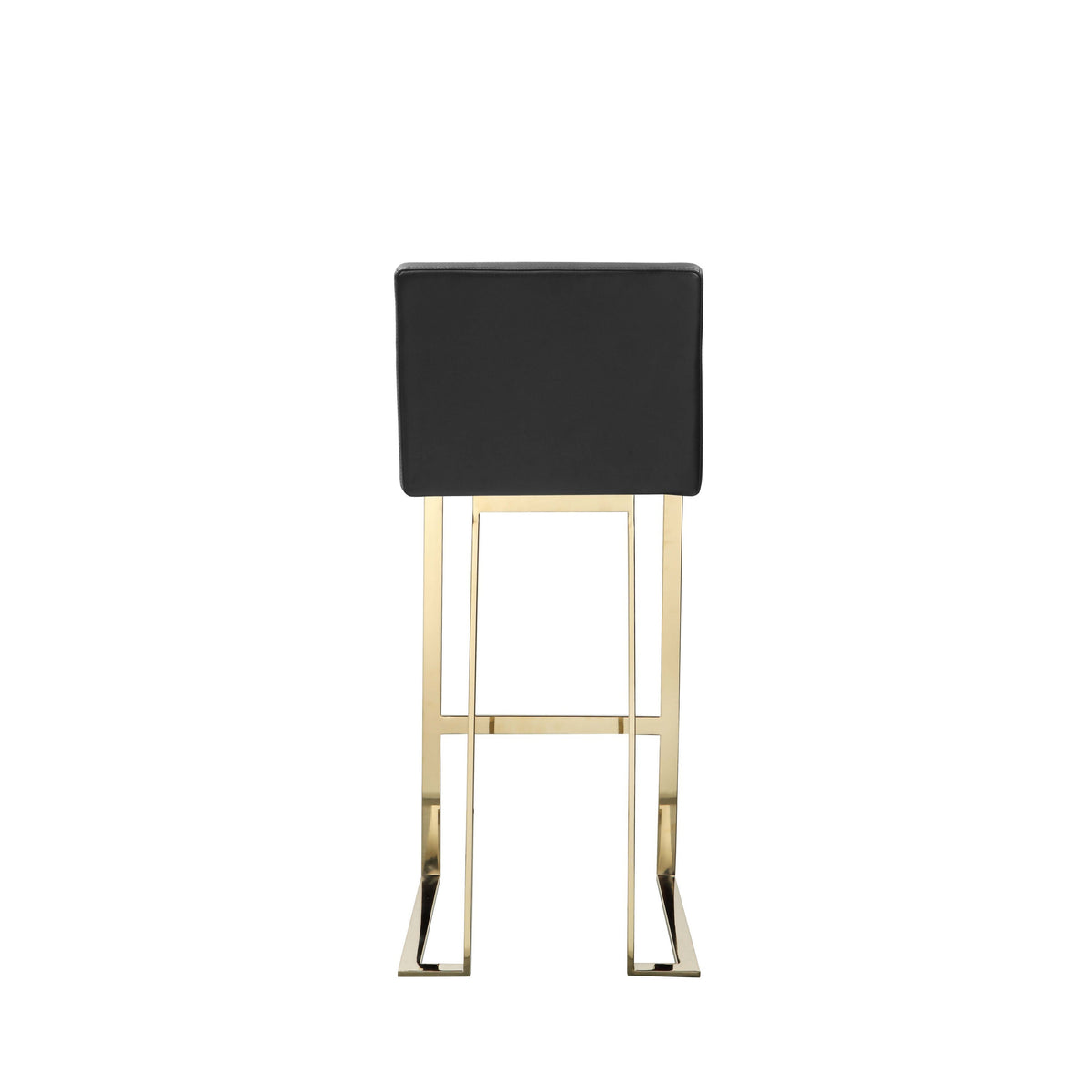 Boly 30 Inch Barstool Chair, Cushioned Black Faux Leather, Gold Cantilever - BM316956