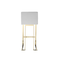 Boly 30 Inch Barstool Chair, Cushioned White Faux Leather, Gold Cantilever - BM316957