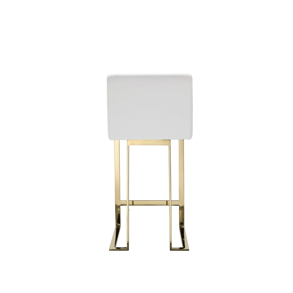 Boly 26 Inch Counter Stool, Cushioned White Faux Leather, Gold Cantilever - BM316958