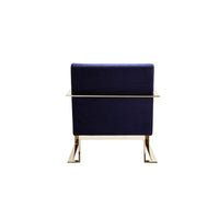Boly 28 Inch Lounge Chair, Navy Blue Velvet Upholstery, Gold Steel Frame - BM316962