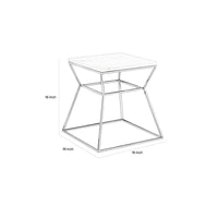 Lio 18 Inch Side End Table, Square Marble Top, Open Hourglass Frame, Black - BM316964