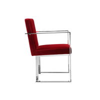 Boly 22 Inch Dining Armchair, Plush Red Velvet, Chrome Cantilever Steel - BM316972