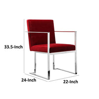 Boly 22 Inch Dining Armchair, Plush Red Velvet, Chrome Cantilever Steel - BM316972