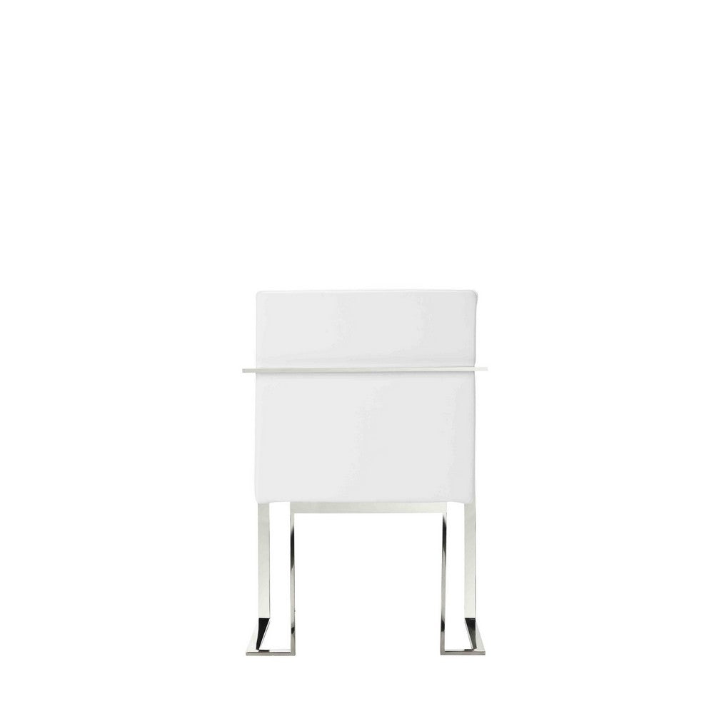 Boly 22 Inch Dining Armchair, Chrome Cantilever Steel, White Faux Leather - BM316973